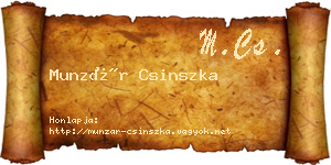Munzár Csinszka névjegykártya